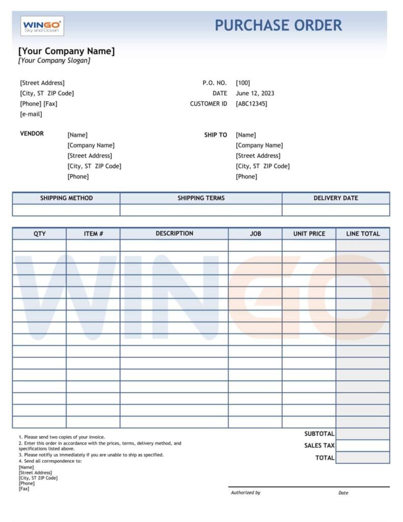 Form PO (Purchase Order)